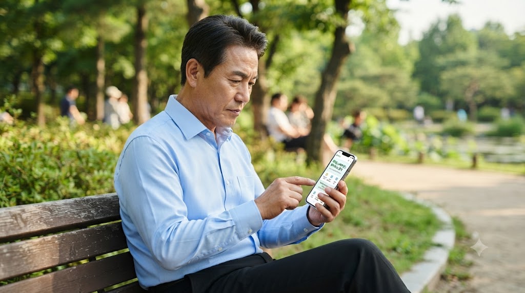 퇴직 후 자신의 노후와 제 2의 인생을 위해 여기저기 찾아보고 있는 남성