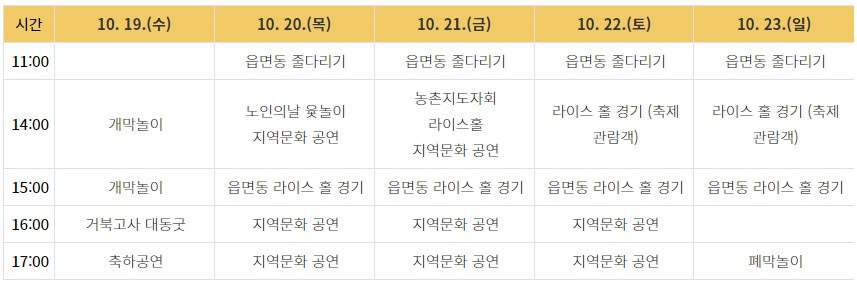 2022이천쌀문화축제 프로그램