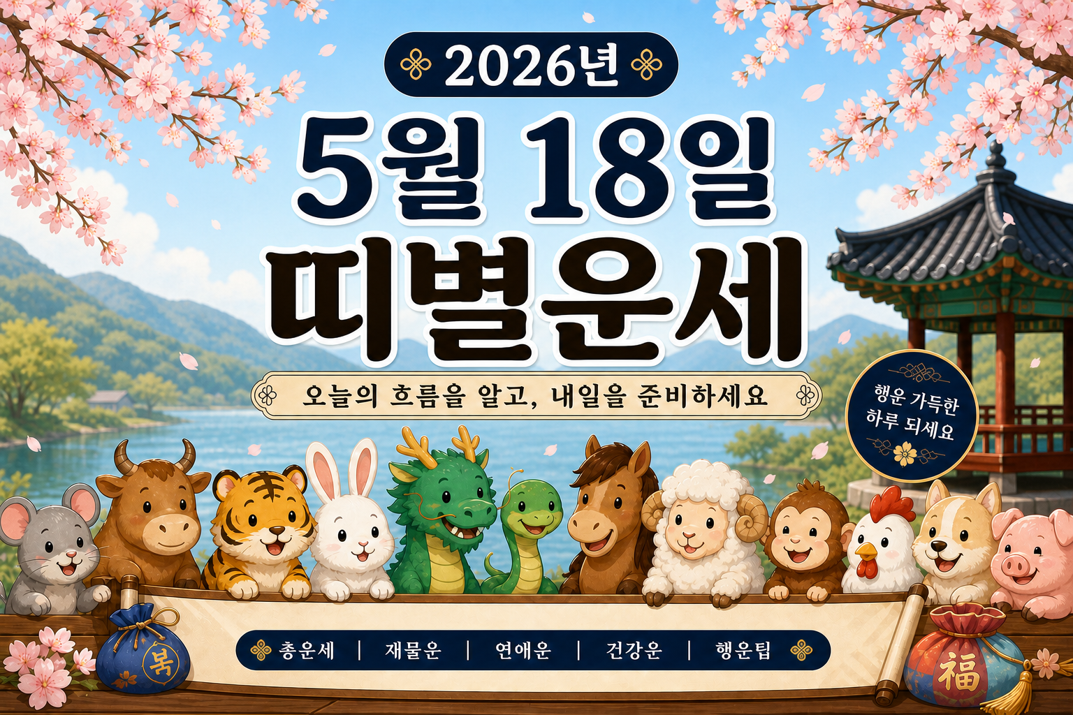 2026년 5월 18일 띠별운세 무료 보기 만세력 2D 이미지