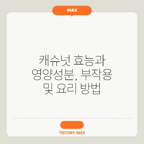 캐슈넛 효능과 영양성분, 부작용 및 요리 방법