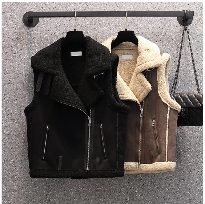 M-4XL 빅사이즈 여자 양털 뽀글이 무스탕 조끼 베스트