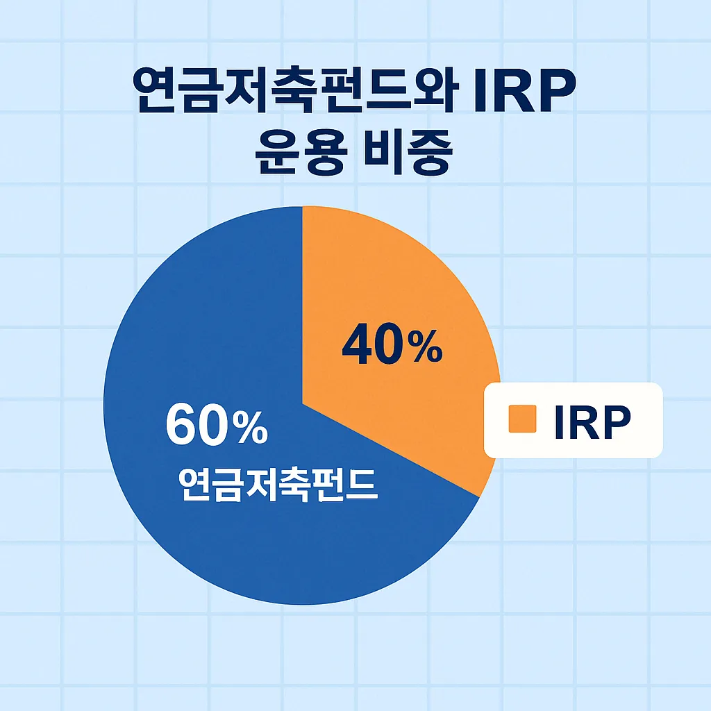연금저축펀드 60%&amp;#44; IRP 40% 비중의 원형 차트 비교 이미지