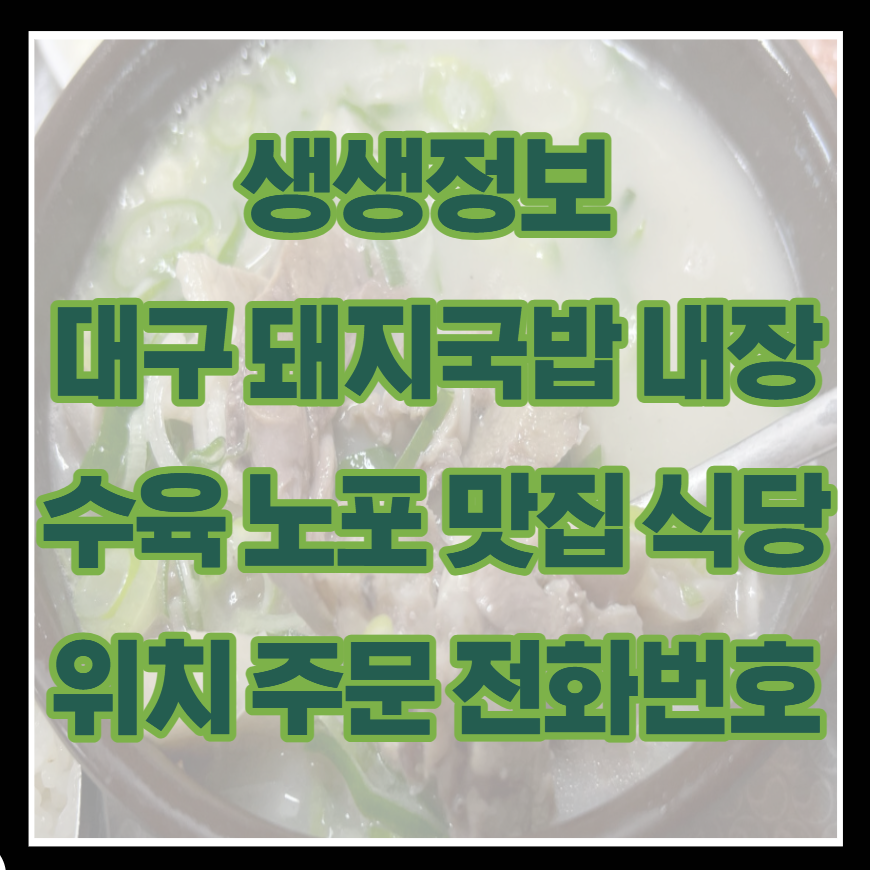 생생정보 대구 돼지국밥 내장수육 노포 맛집 식당 위치 주문 전화번호