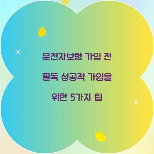 운전자보험 가입 전 필독