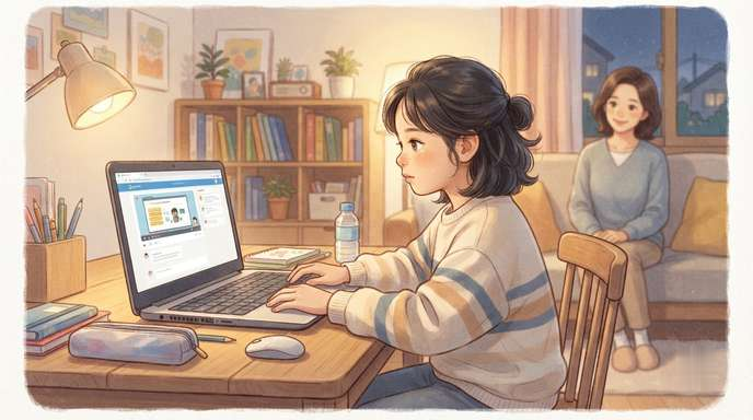 댓글 달기 전 생각하는 아이