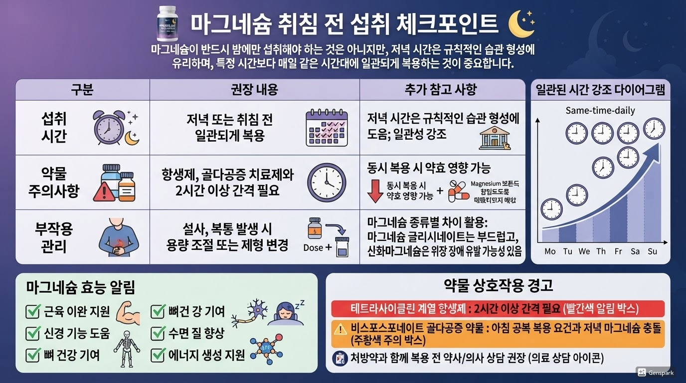 잠들기 전 마그네슘 복용 시 체크할 사항