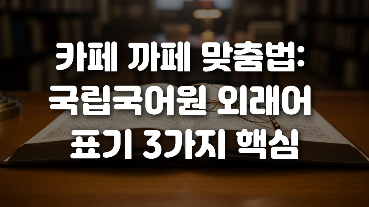 카페 까페 맞춤법 국립국어원 외래어 표기 3가지 핵심