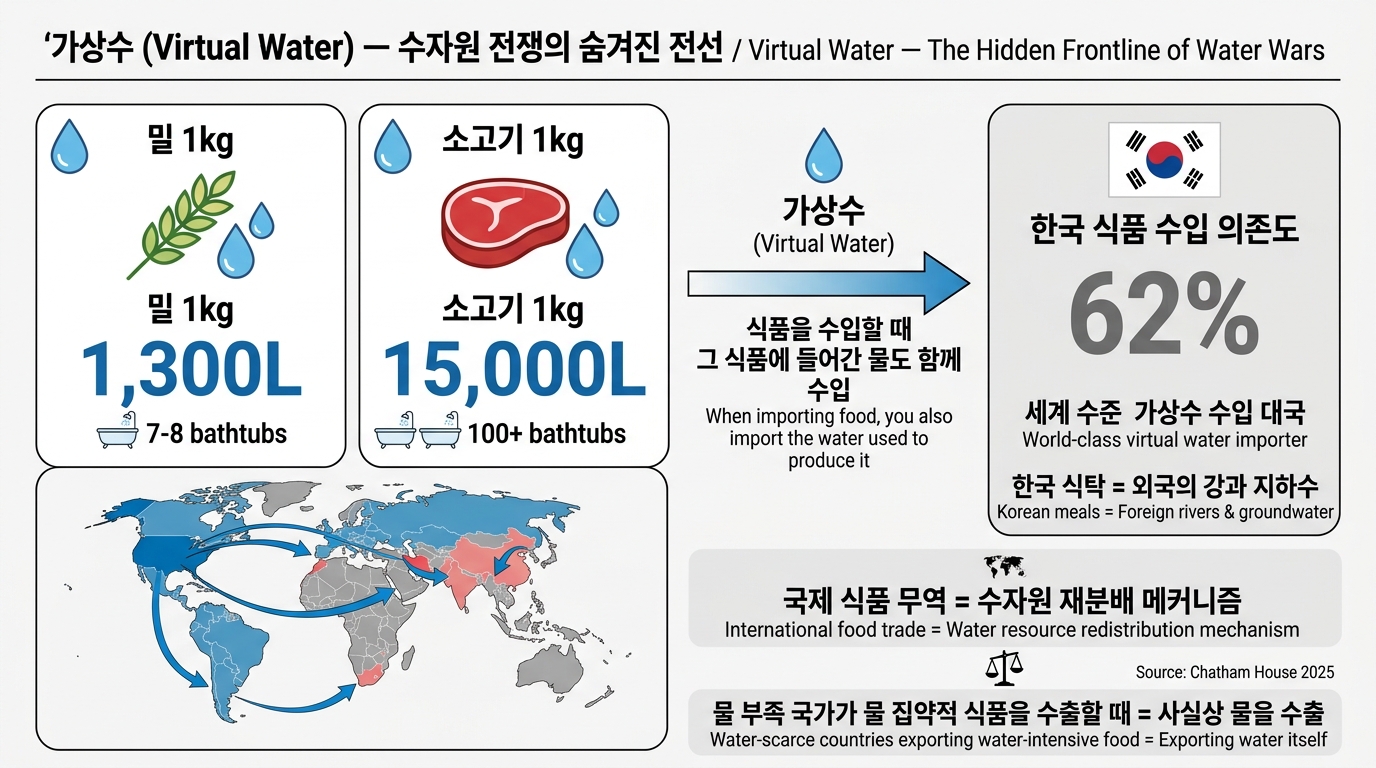 가상수 (Virtual Water) — 수자원 전쟁의 숨겨진 전선