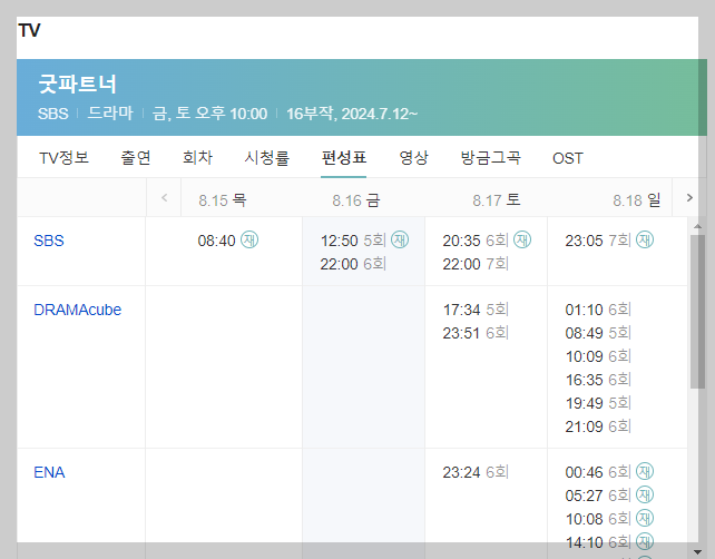 굿파트너 재방송 시간