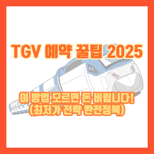TGV 예약 꿀팁 2025, 이 방법 모르면 돈 버립니다! (최저가 전략 완전정복)