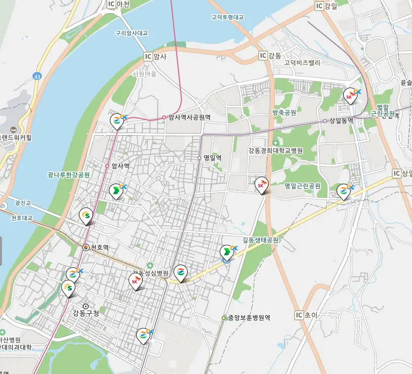 서울 강동구 세차장 위치
