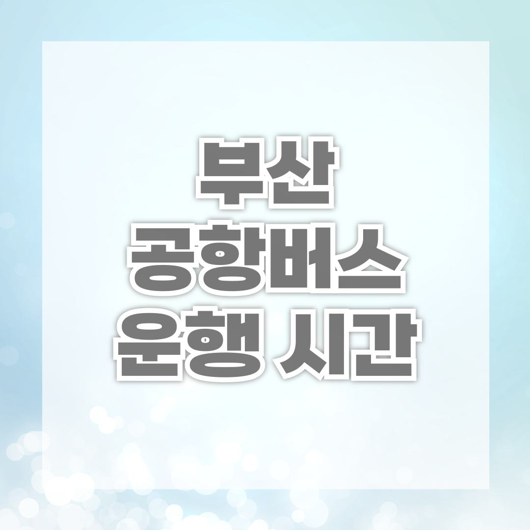 부산 공항버스 운행 시간