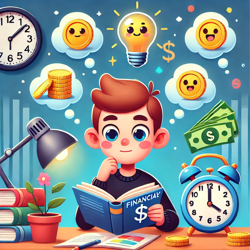 An image of young character sitting at a desk