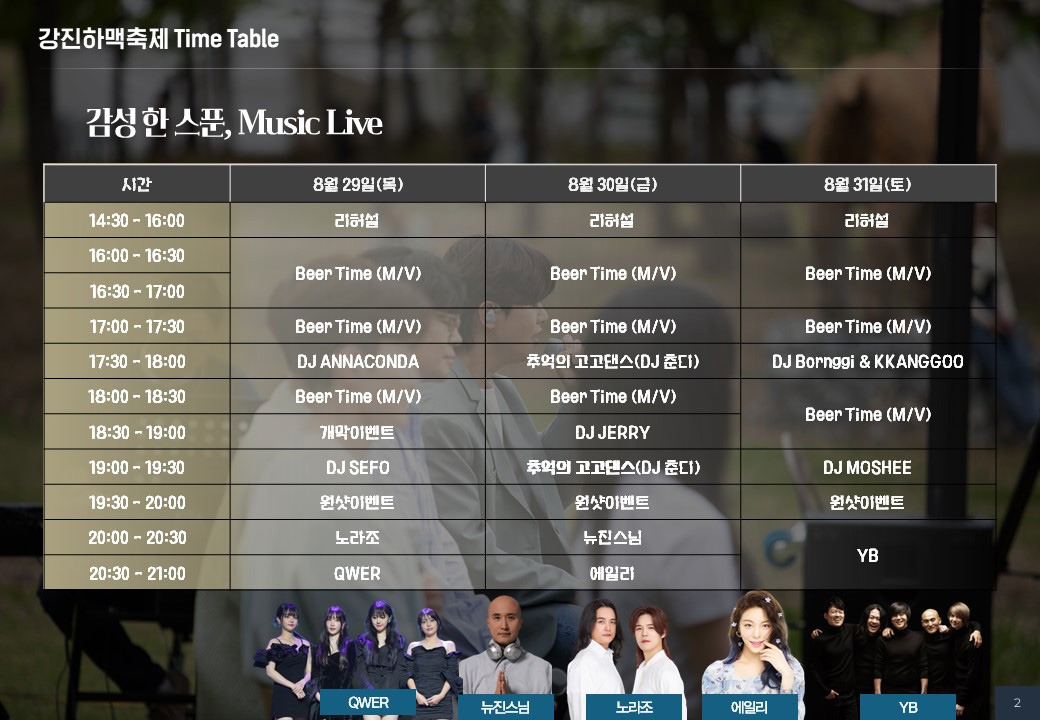 제2회 강진하맥축제 일정표