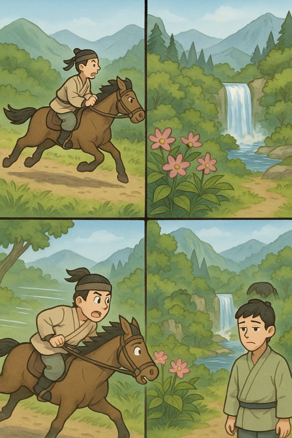 주마간산 사자성어 만화 이미지