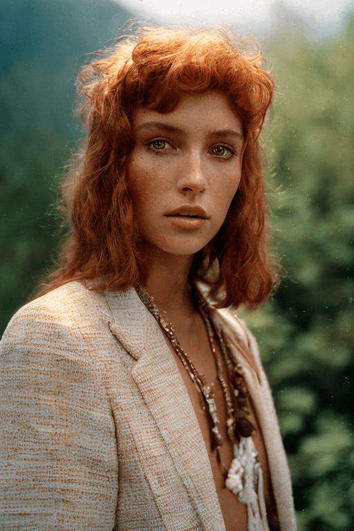 Playground AI로 생성한 그림(1) - 빨간 곱슬머리 여성