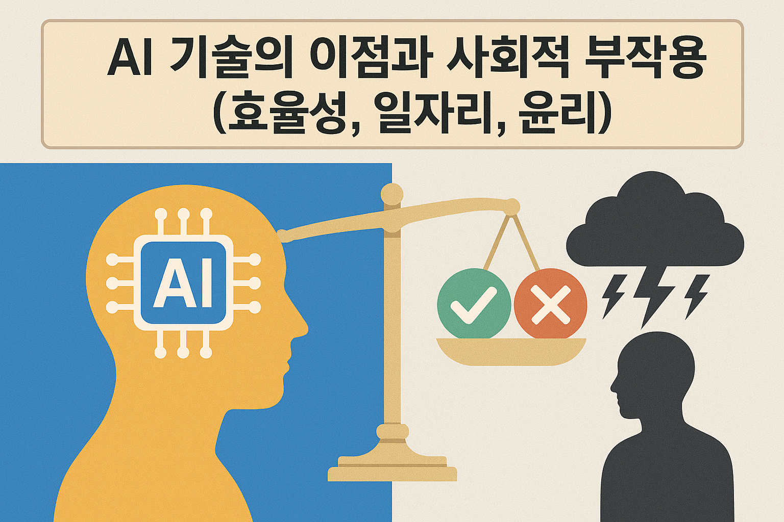 AI기술의 이점과 사회적 부작용 이미지