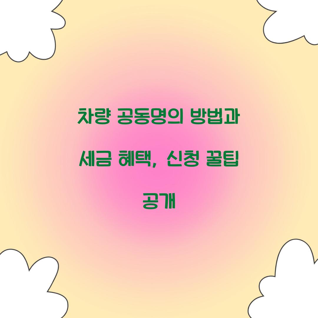 차량 공동명의 방법