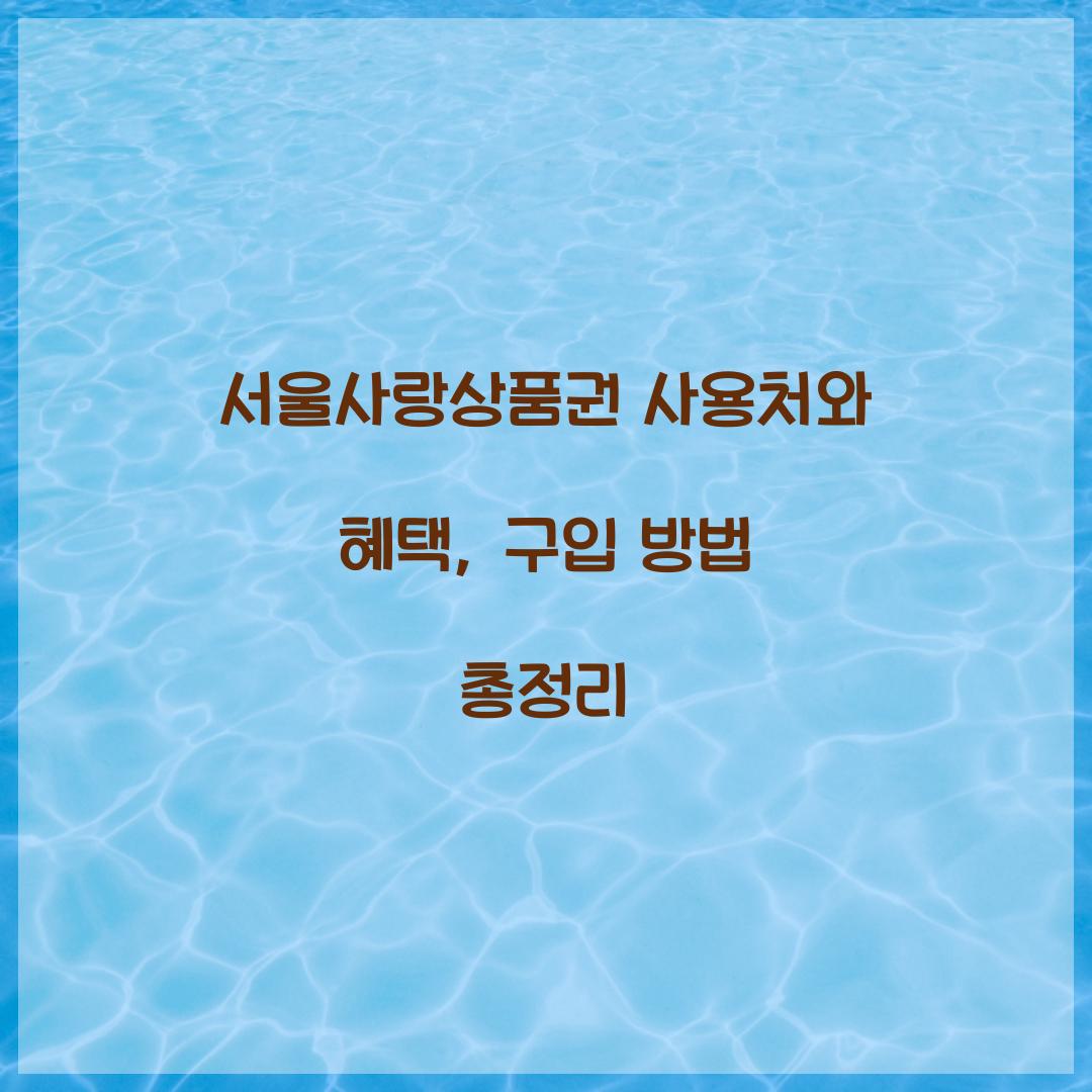 서울사랑상품권 사용처
