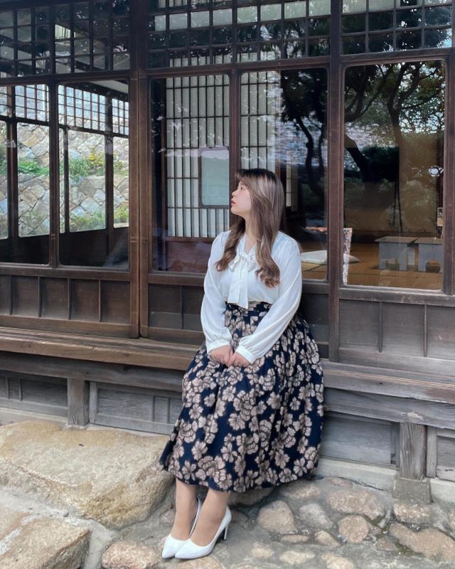 수수한 골드 플라워 생활한복 허리치마, 수수한 한복