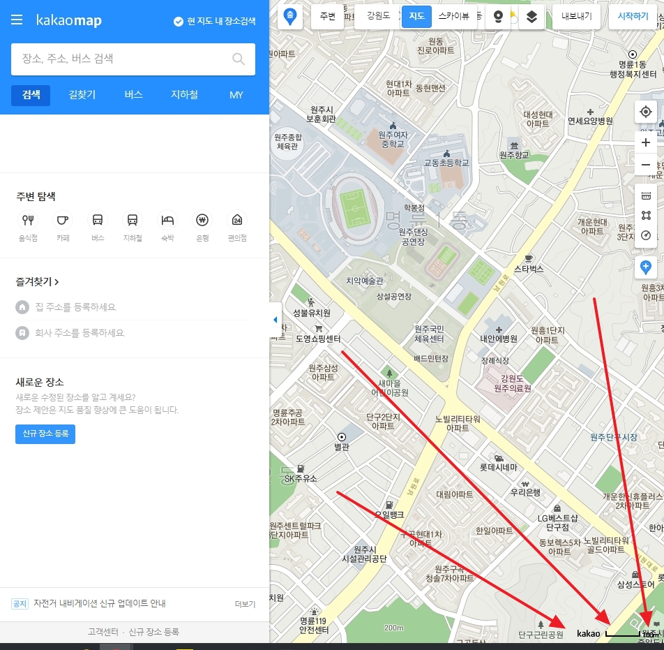 지도 우측 하단 축척 표시