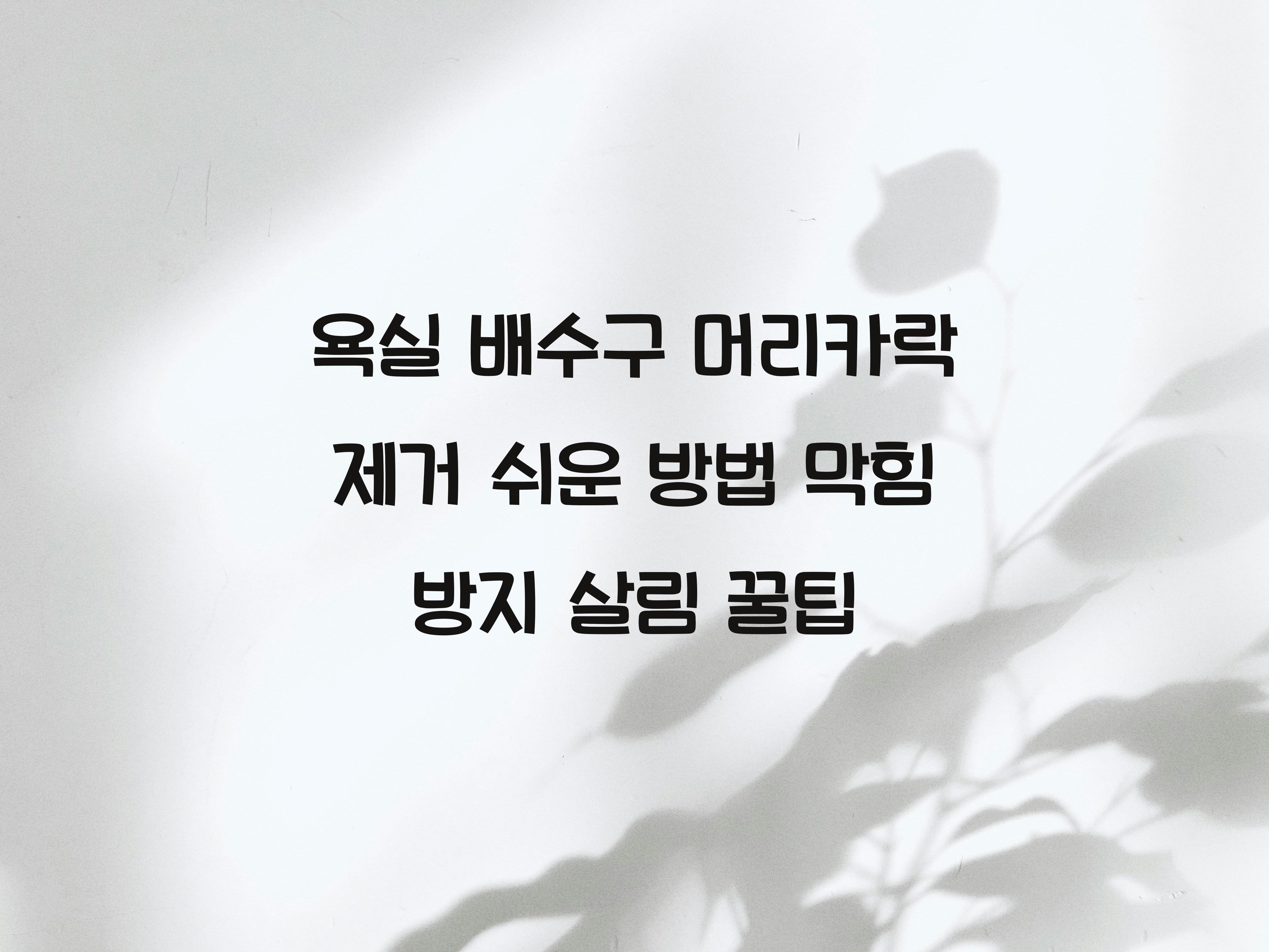 욕실 배수구 머리카락 제거 쉬운 방법