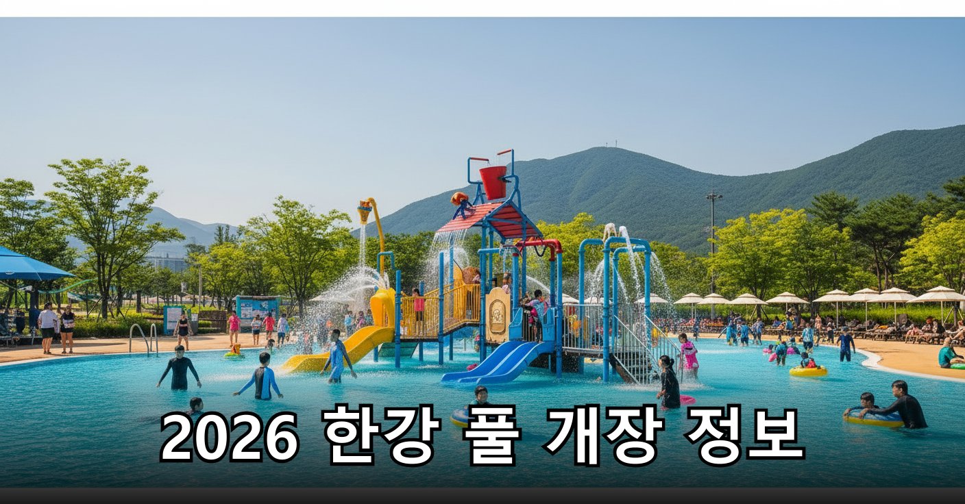 한강공원 물놀이장의 활기찬 풍경