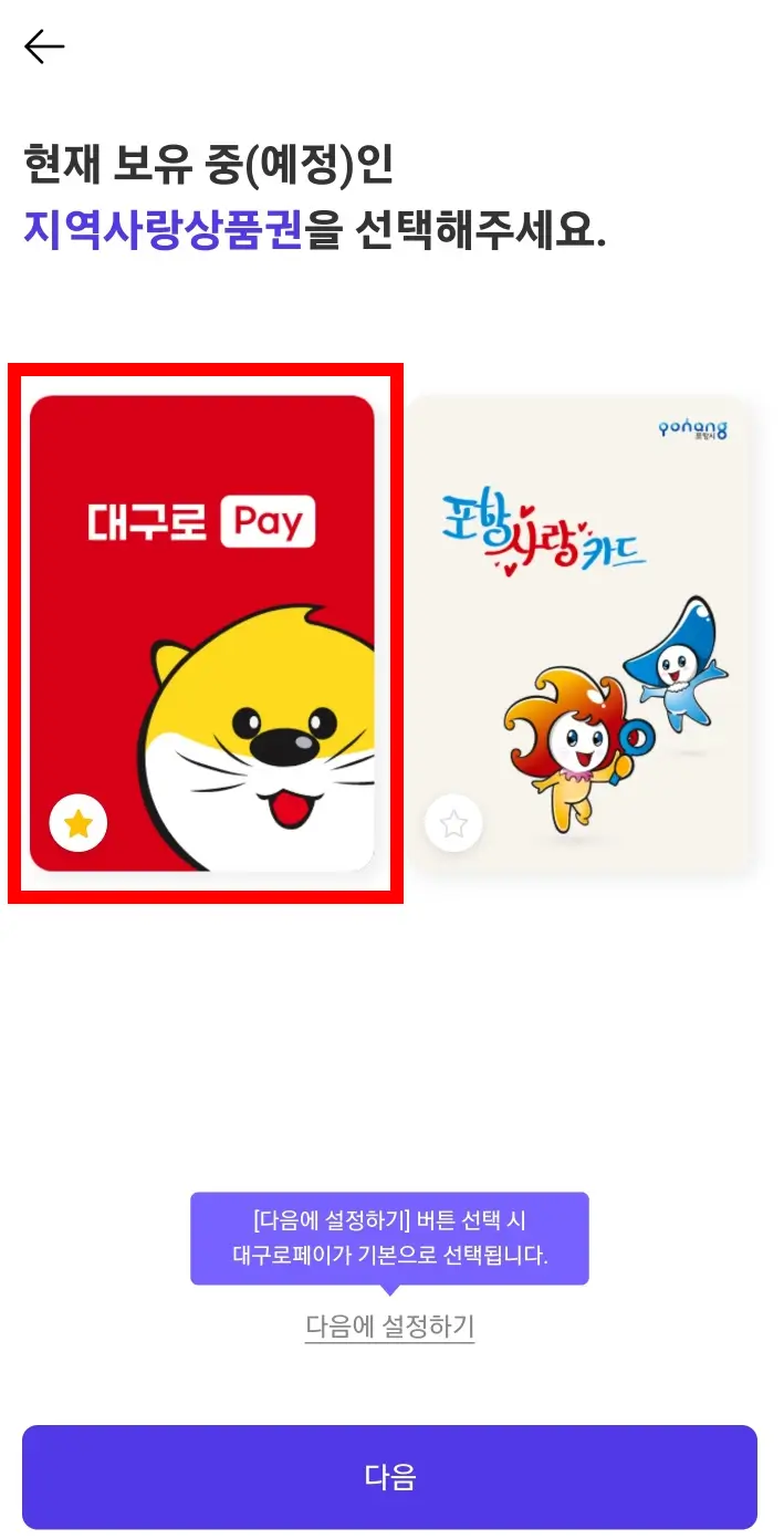 대구로페이-선택