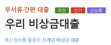 우리은행 우리 비상금대출