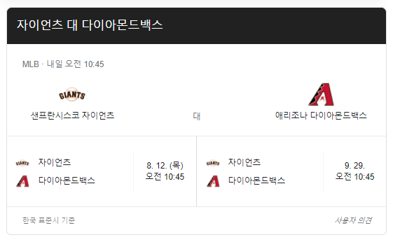 애리조나-샌프란시스코-중계-일정-방송