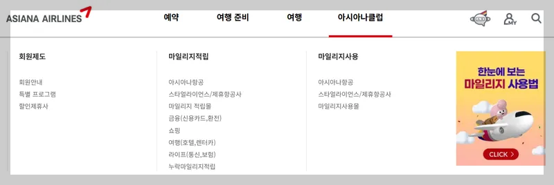 아시아나 마일리지 사용처 마일리지몰