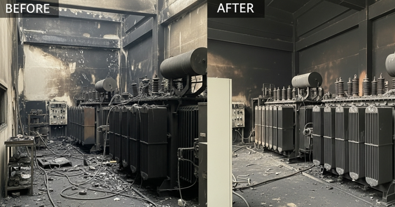 변압실 청소 전 후 모습