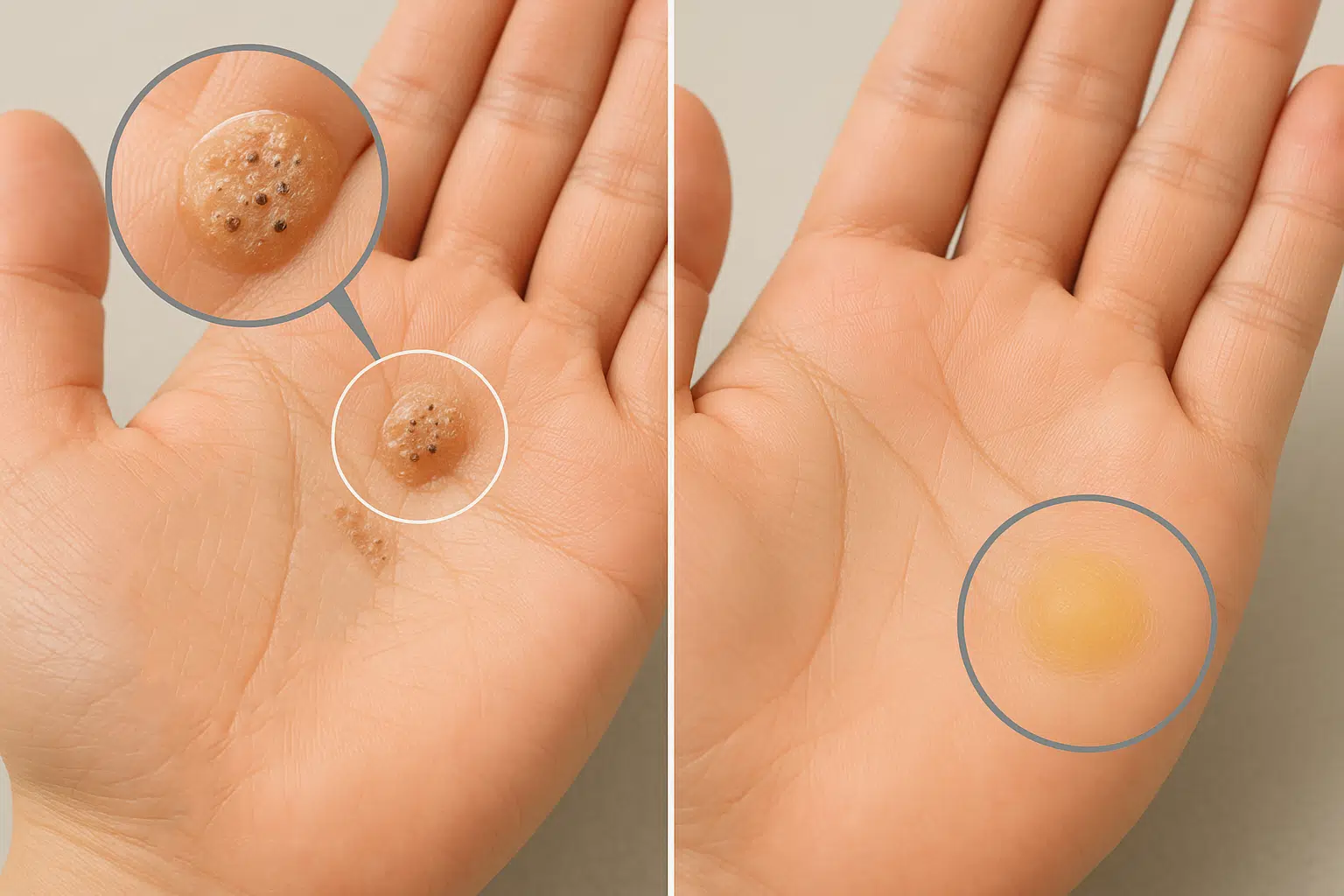 사마귀 vs 굳은살&middot;티눈 비교