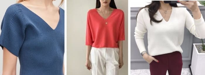 네크라인은브이넥으로