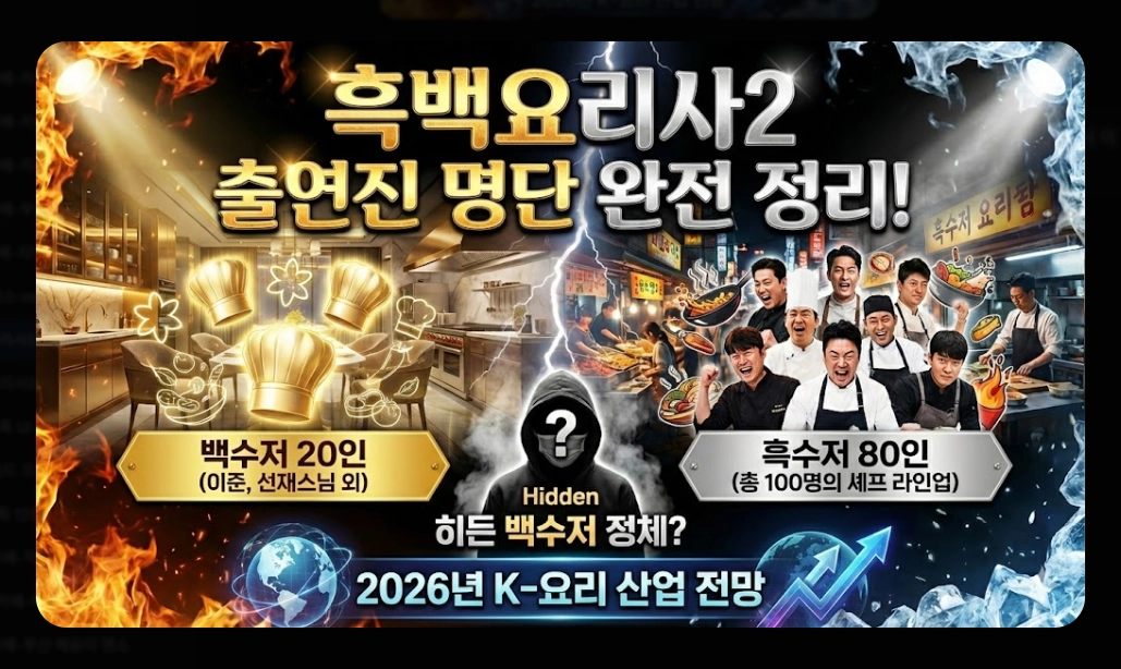 흑백요리사2 출연진 명단 완벽정리!