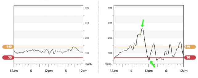 혈당 그래프를 통한 설명