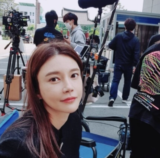 차예련 촬영장