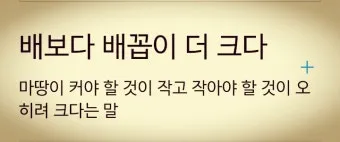 배보다 배꼽이 더 크다 뜻과 영어 속담 표현 안내집_4