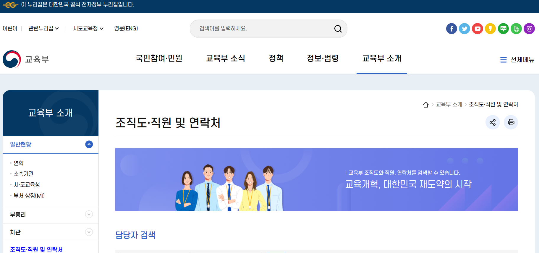 교육부 조직도 (www.moe.go.kr)