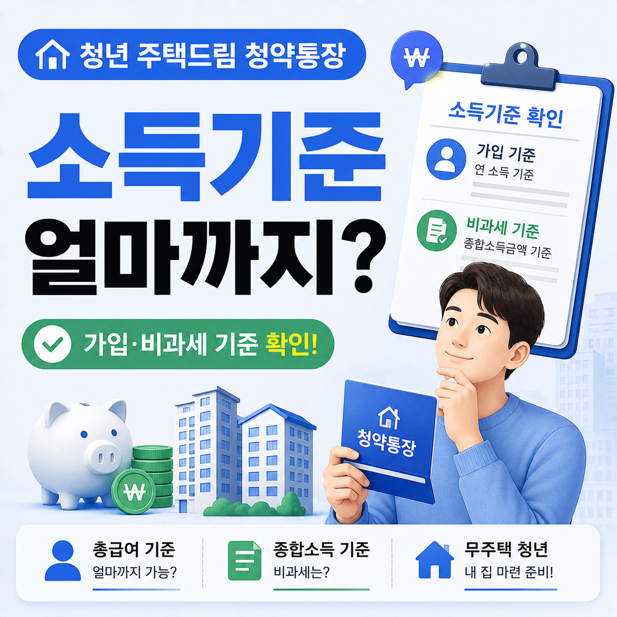 청년 주택드림 청약통장 소득기준을 확인하는 청년의 모습