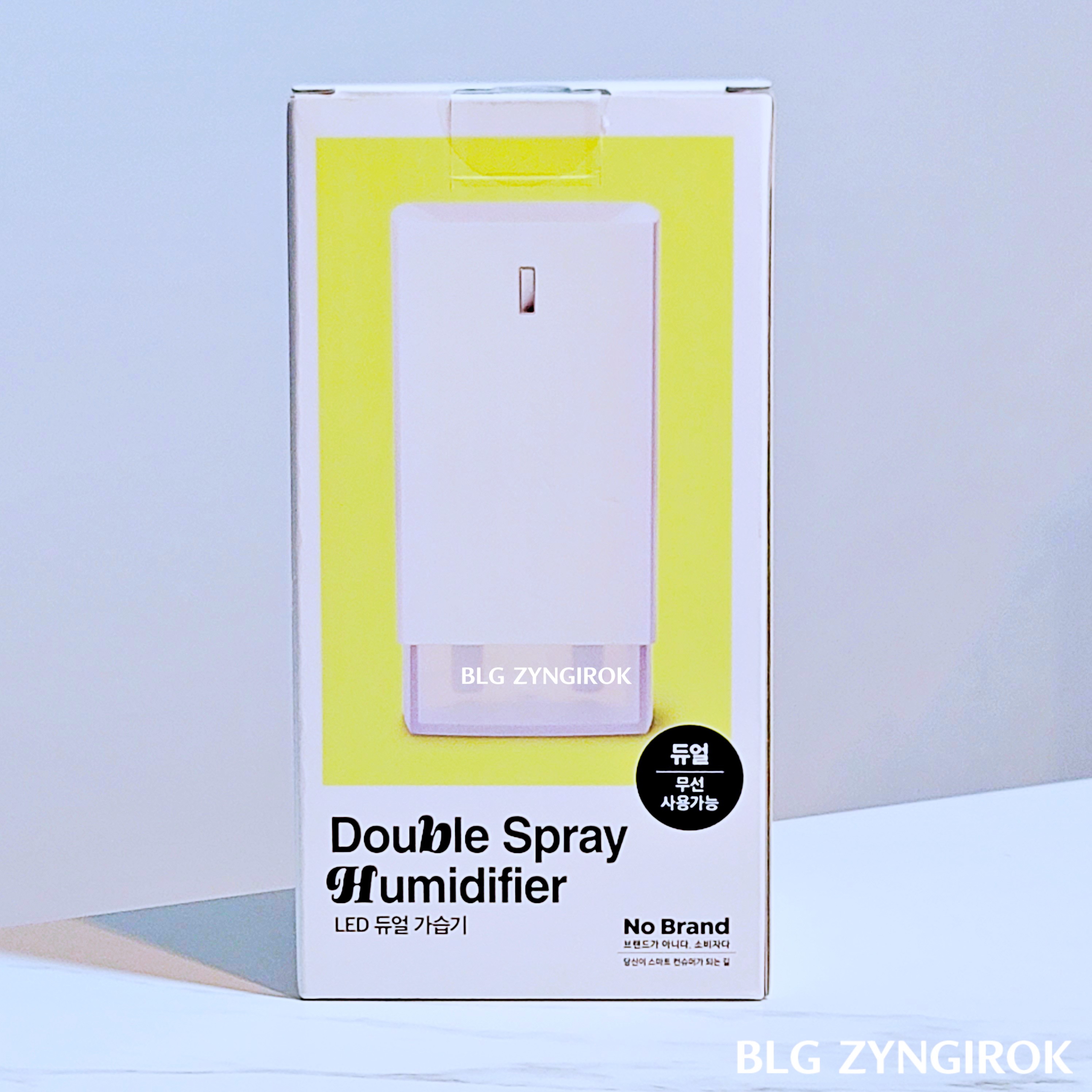 노브랜드 LED 듀얼 가습기 - 상자 전면 모습이다.