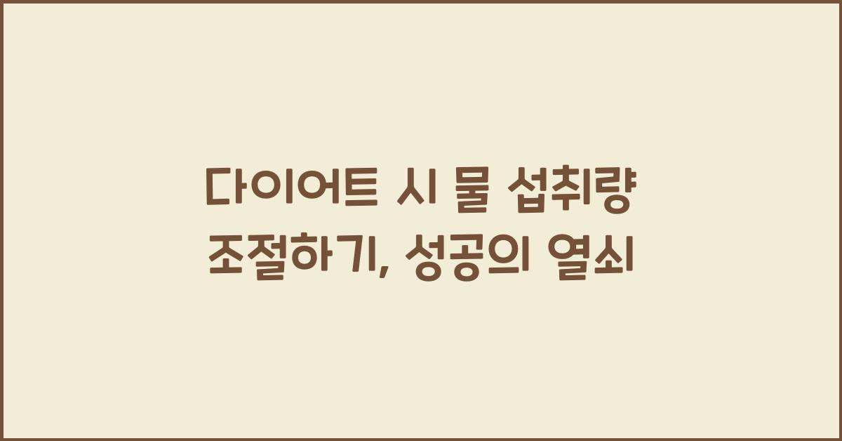 다이어트 시 물 섭취량 조절하기