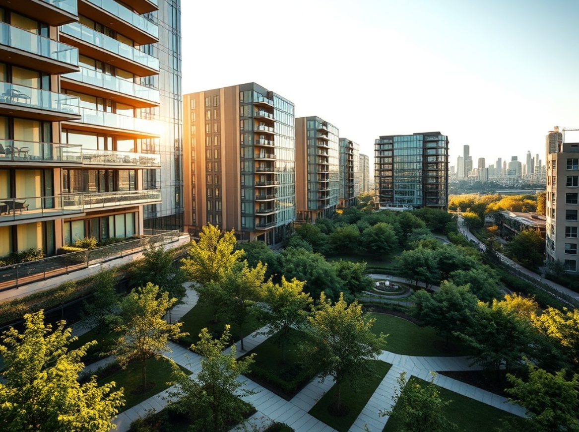 신축 아파트가 분양을 기다리는 단지의 전경