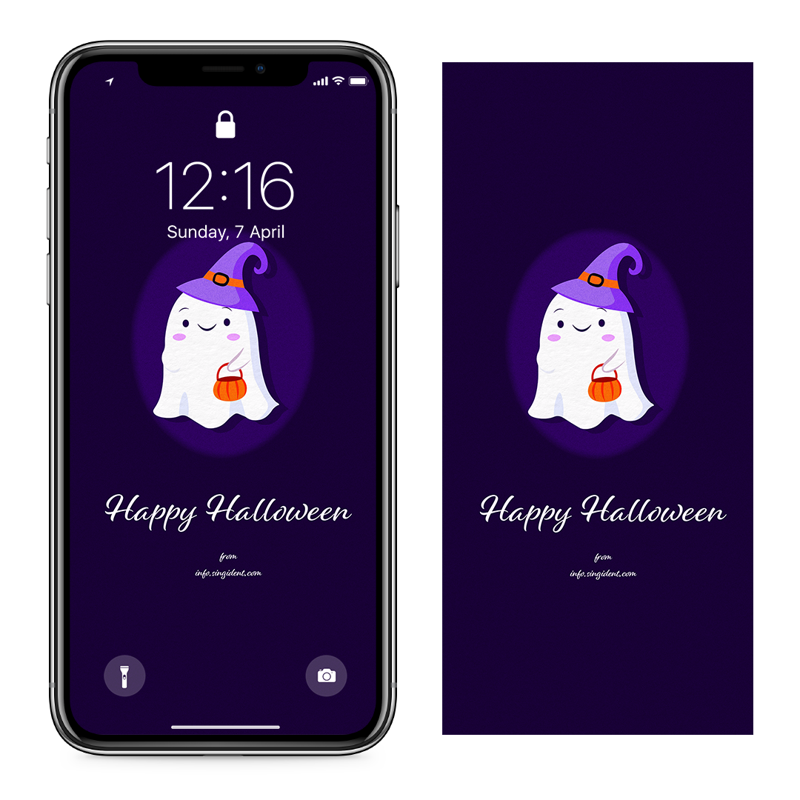 11 유령 일러스트 C - Happy Halloween 아이폰귀여운배경화면