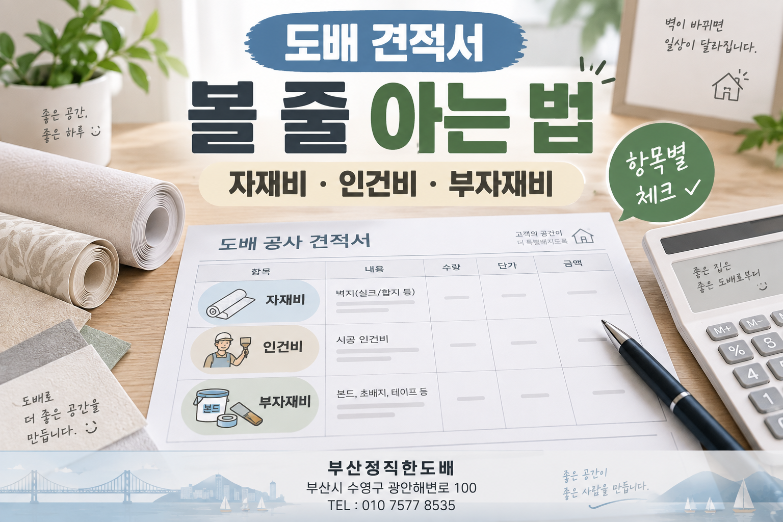 도배 견적서 볼 줄 아는 법: 자재비, 인건비, 부자재비 항목별 파헤치기