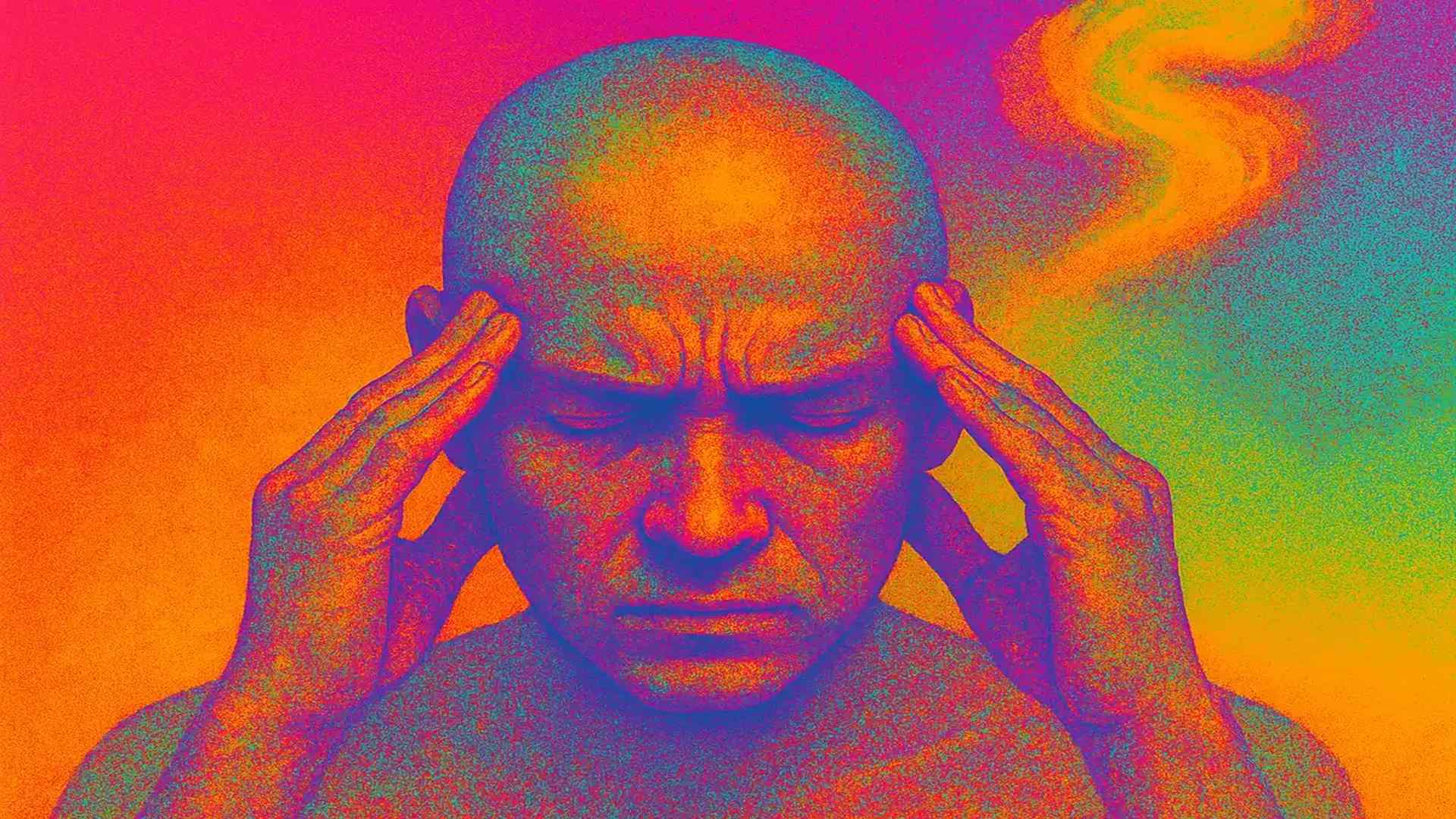 스트레스로 인한 두통을 표현한 일러스트