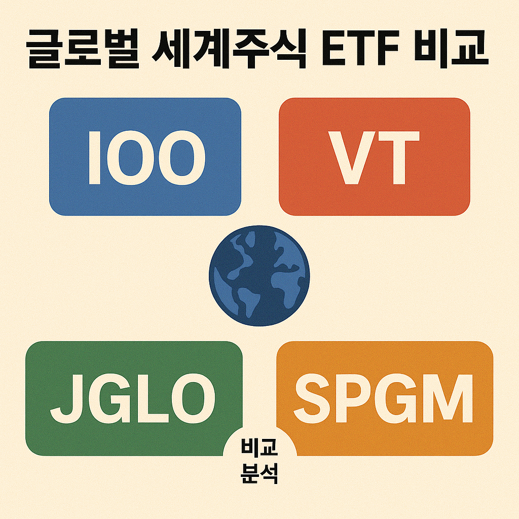글로벌 세계주식 ETF 비교 IOO VT JGLO SPGM 비교 분석