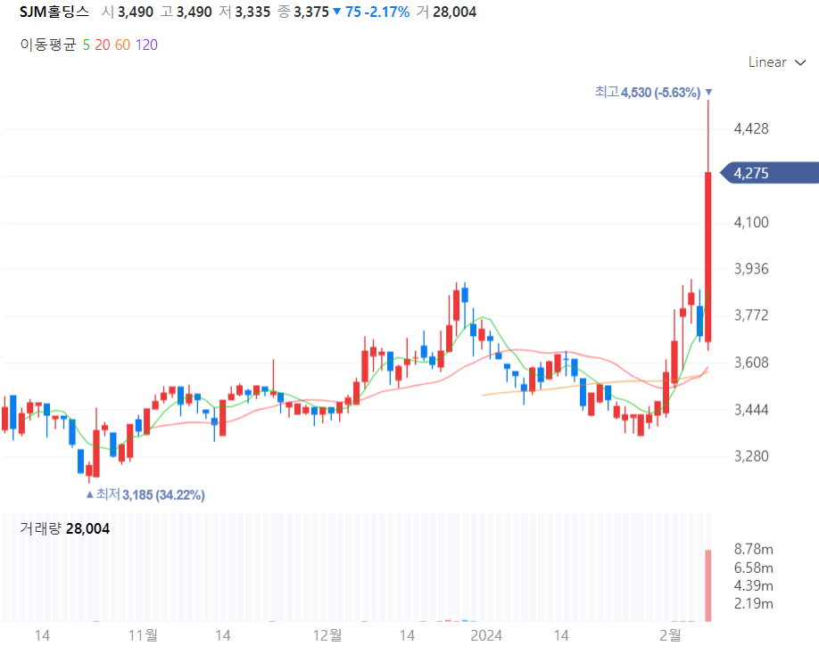 SJM홀딩스 주가차트