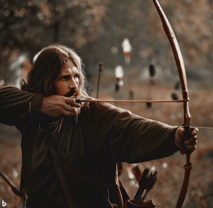 중세시대의 활쏘기 장면(mde by Bing)