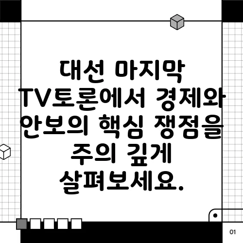 대선 마지막 TV토론에서 경제와 안보의 핵심 쟁점을 주의 깊게 살펴보세요.